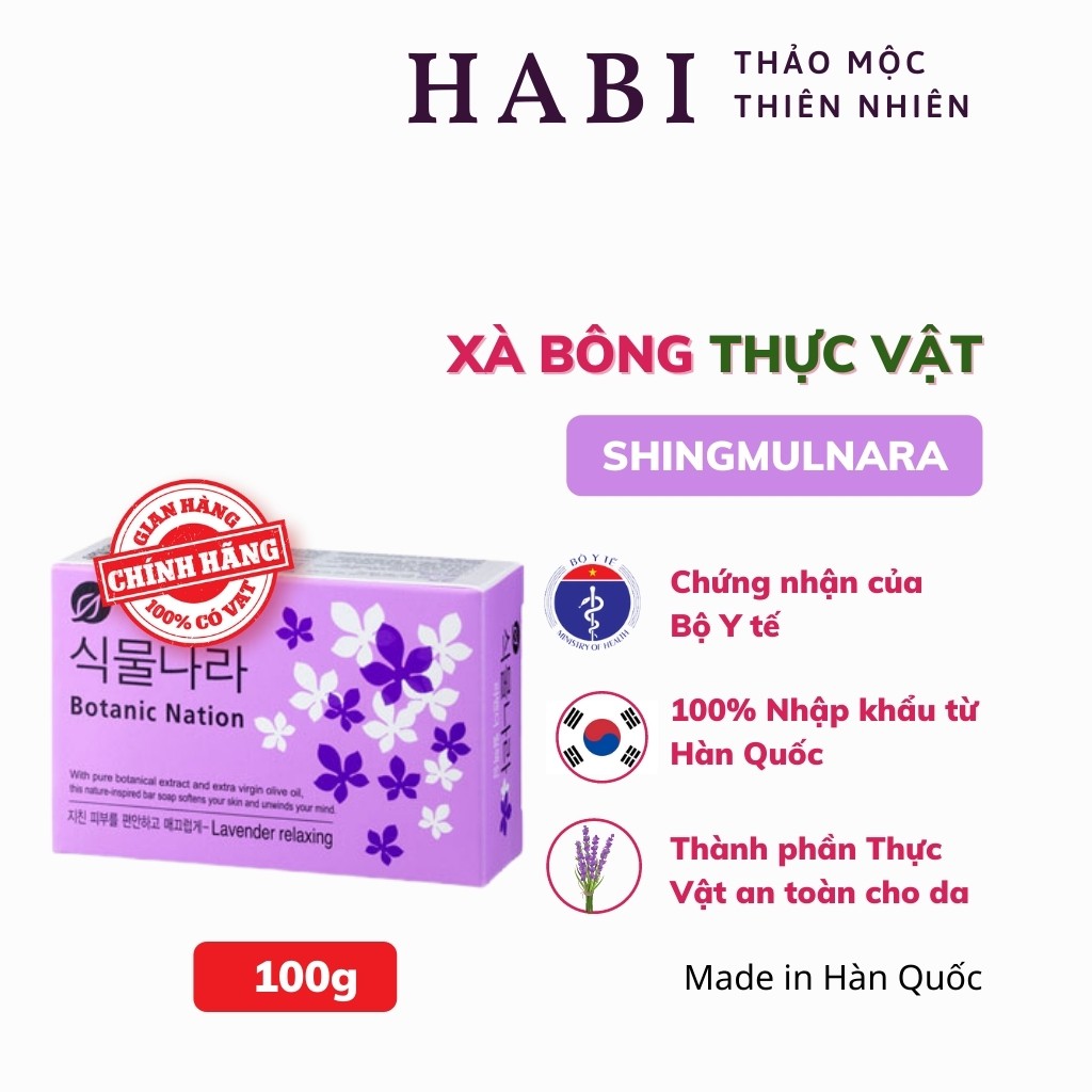 Xà phòng tắm thảo dược Hàn Quốc tinh chất hoa oải hương, soap trắng da, ngừa mụn, tẩy da chết 100g