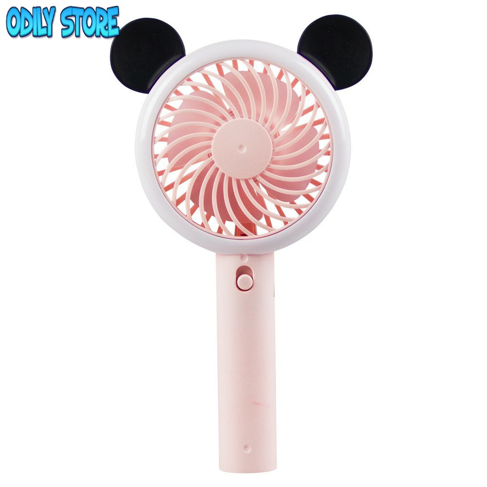 Quạt cầm tay mini sạc tích điện USB để bàn đèn led mickey cute siêu dễ thương FUNNY F666