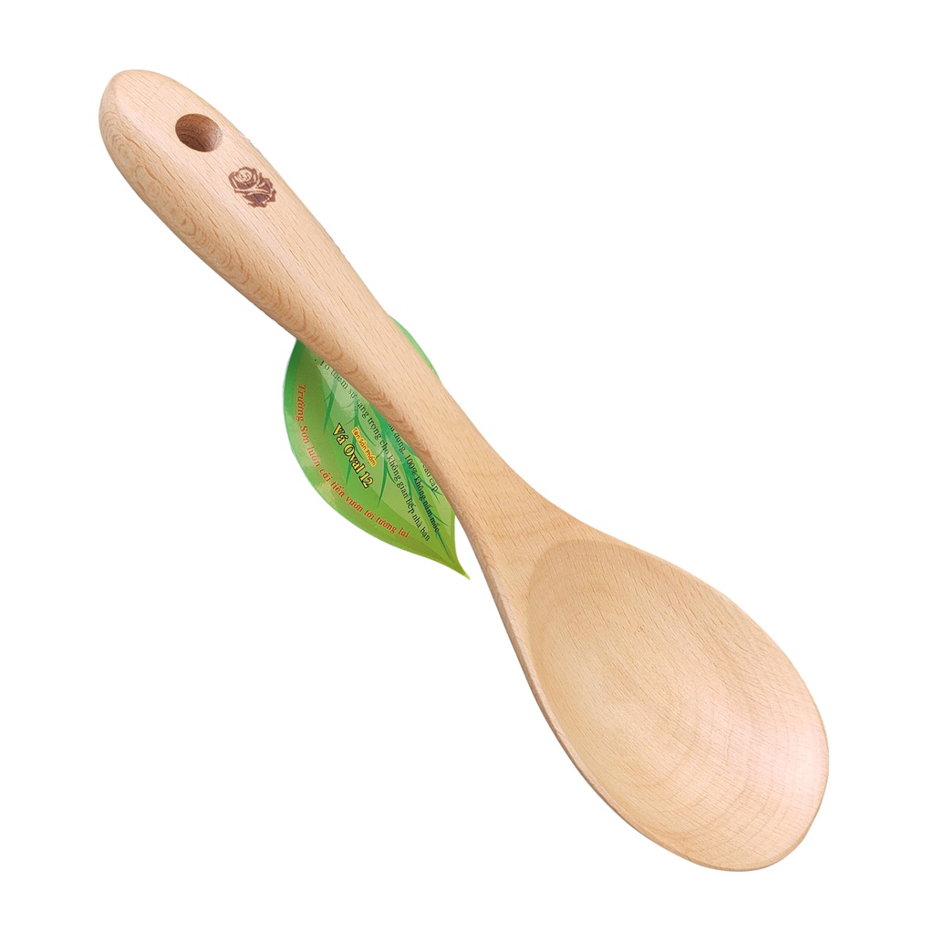 Vá Gỗ Oval 12, Giá Xới Cơm, Múc Canh Rau Cỡ Lớn Cán Dày - Đồ Gỗ Nhà Bếp Thương Hiệu Trường Sơn
