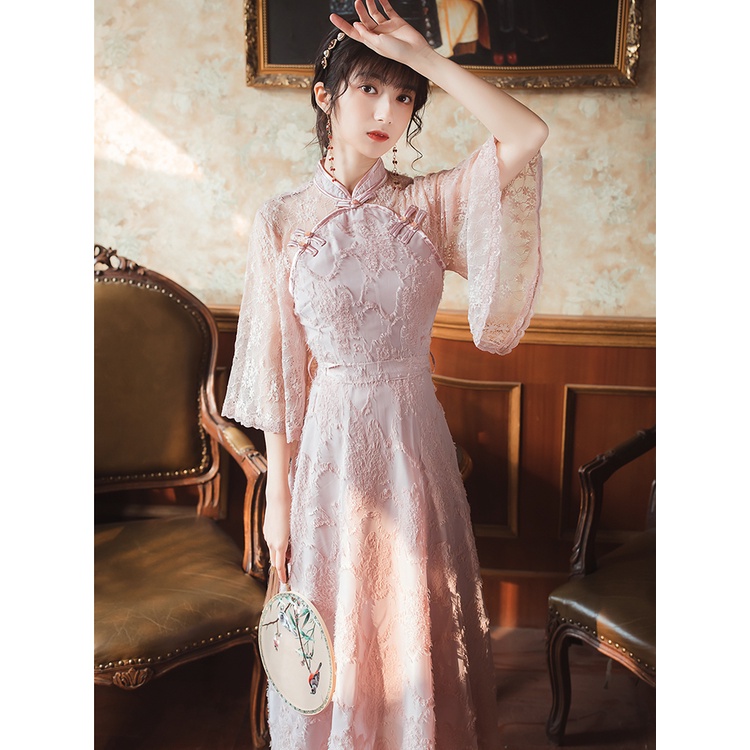 Km ✖◈mùa hè retro eo sườn xám phiên bản sửa đổi trẻ dài váy siêu cổ tích pháp niche loại 1 | BigBuy360 - bigbuy360.vn