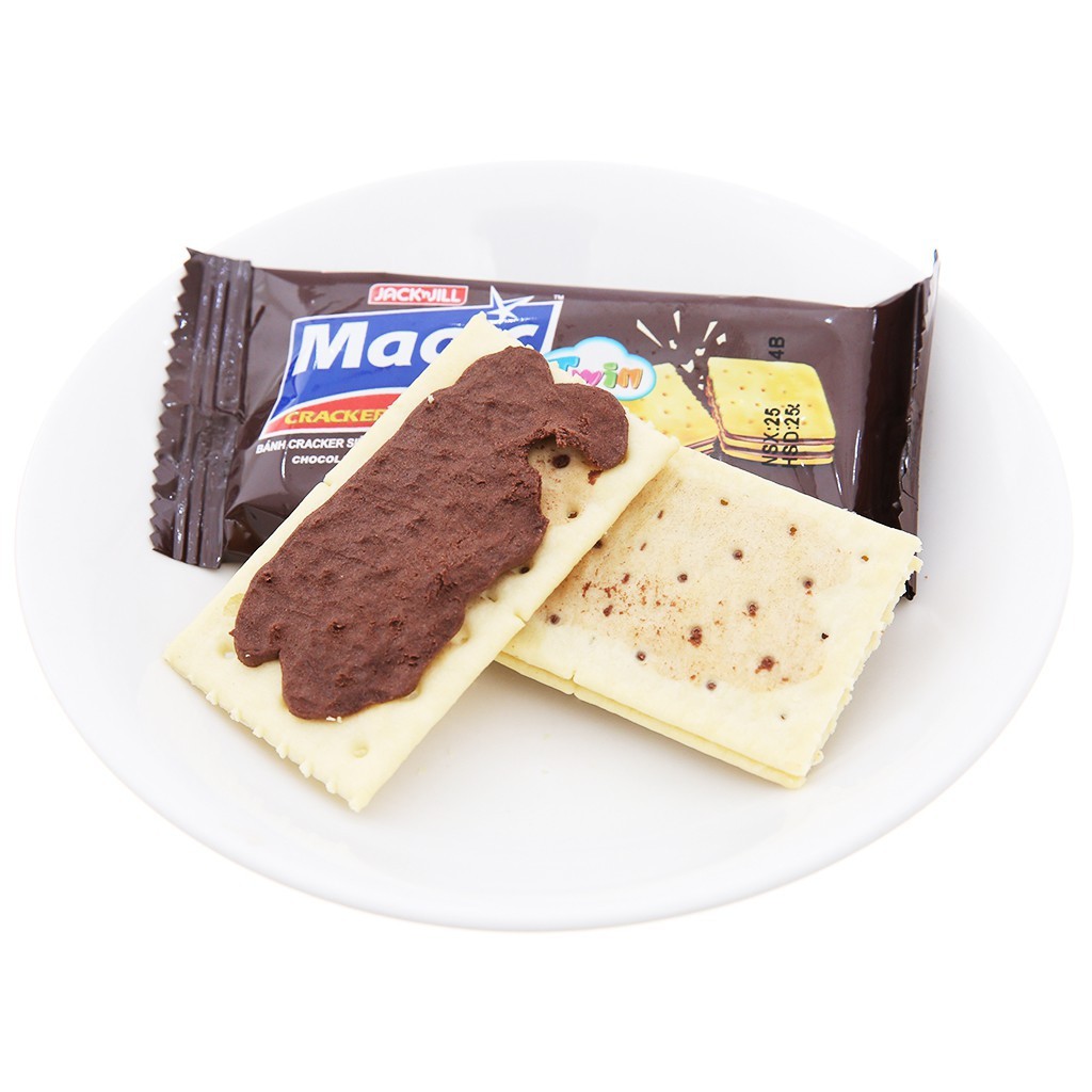 [3 vị] Bánh cracker sandwich hai lớp kem socola/ phomai Magic Jack&amp;Jill Thái Lan 360g, ăn vặt ngon rẻ