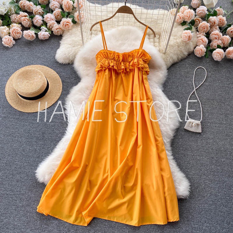 Váy 2 dây maxi đi biển đầm maxi dáng dài bèo chun ngực điệu đà HV150, váy suông dài qua gối đi du lịch đi chơi | BigBuy360 - bigbuy360.vn