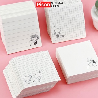 Giấy ghi chú cô gái đen trắng tệp 4 mẫu pison, giấy note 80 tờ 7.2*7.2cm - 1 tệp