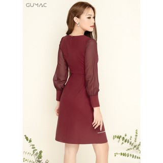 Đầm phối chỉ dệt nổi GUMAC MS05974_DO