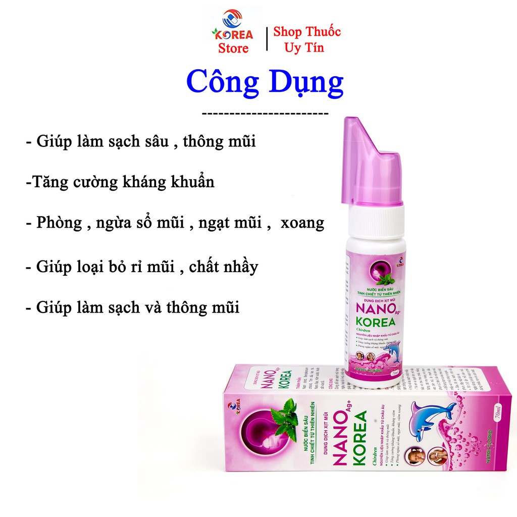 Nước muối sinh lý NANO KOREA dung dịch xịt mũi lọ 70ml