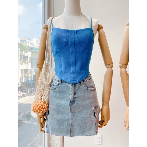 Áo thun nữ hai dây chất thun gân dây corset phong cách Y2K MIEU- JJL05