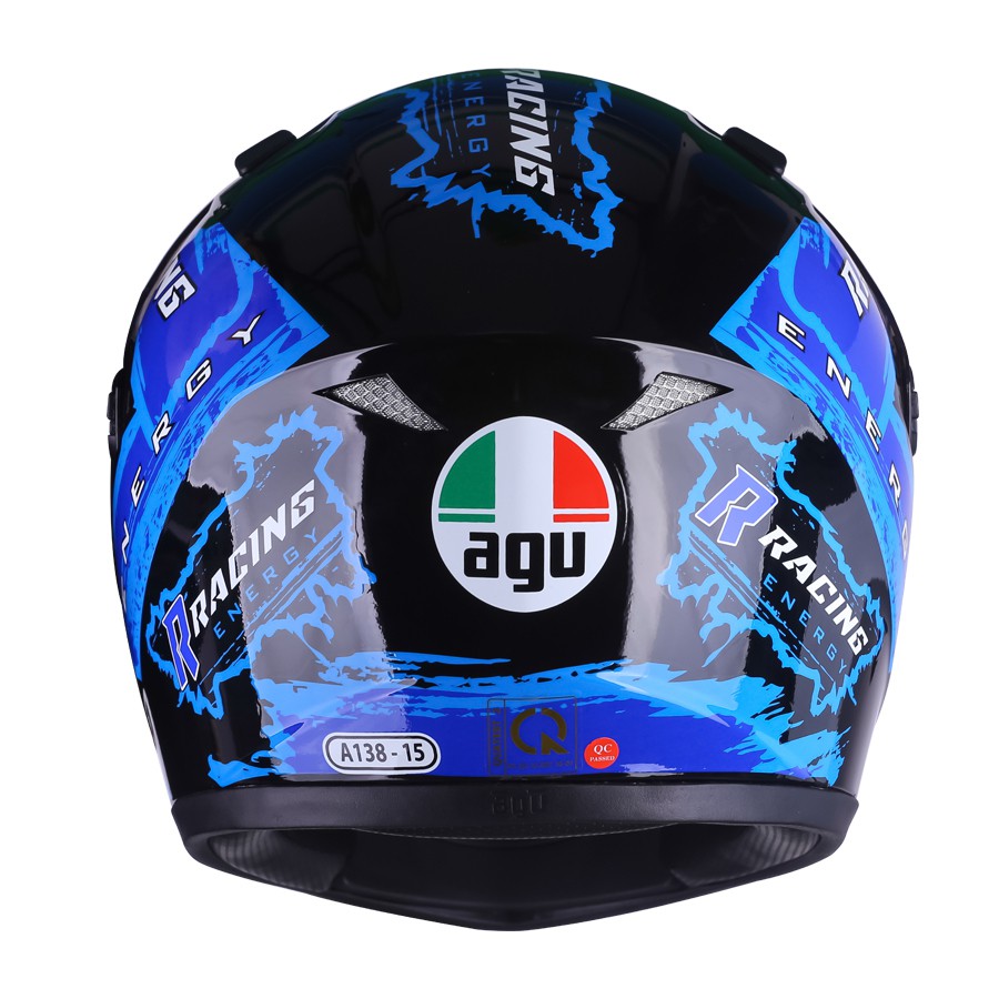 Nón Fullface AGU Tem Racing Xanh dương, tặng túi đựng nón, bảo hành 12 tháng