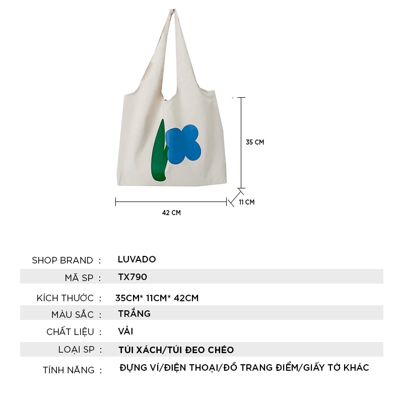 Túi tote giá rẻ vải canvas đeo chéo đi học LUVADO TX790