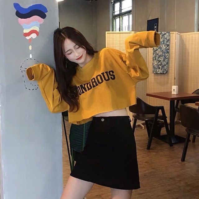 Áo tay dài form rộng croptop ulzzang ✨
