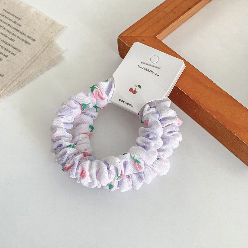 Set 2 thun cột tóc cao su co giãn màu sắc ngọt ngào phong cách hàn quốc