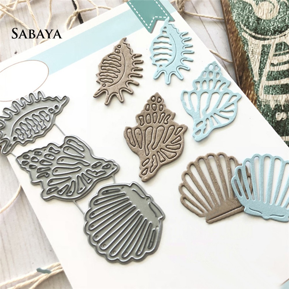 Bộ khuôn cắt giấy làm từ kim loại hình vỏ sò trang trí Scrapbook