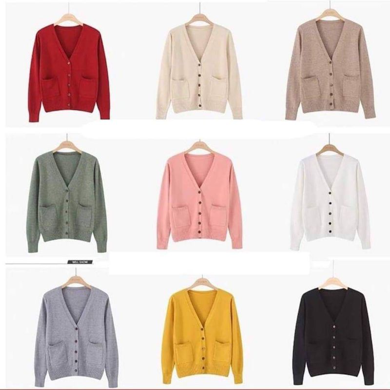 Áo Khoác Cardigan Thun Len Cổ Tim Xinh Xắn Cho Nữ Chất Len Tăm Phong Cách Ulzzang Hàn Quốc Nhiều Màu | BigBuy360 - bigbuy360.vn