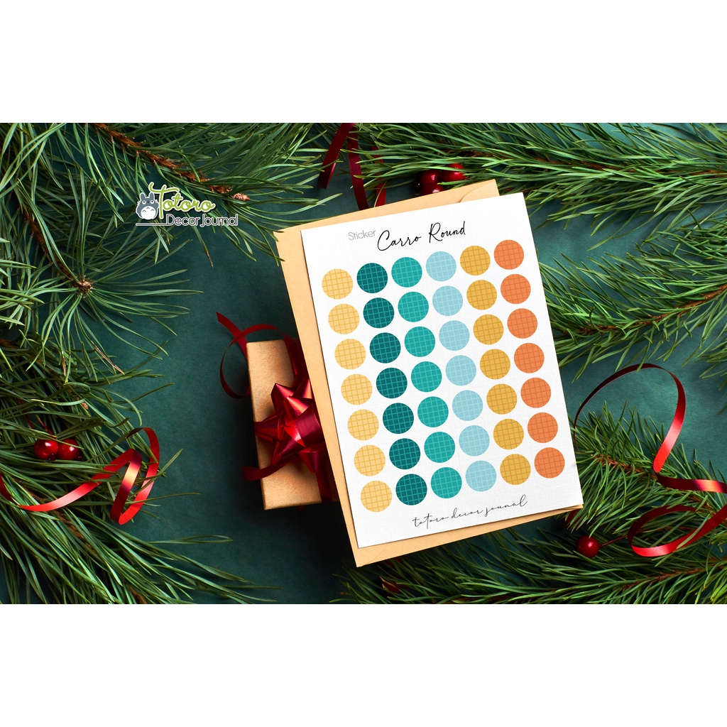 Sticker caro tròn màu patel dễ thương