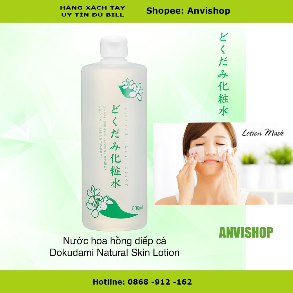 Nước hoa hồng Diếp Cá Tía Tô Dokudami 500ml - Toner diếp cá