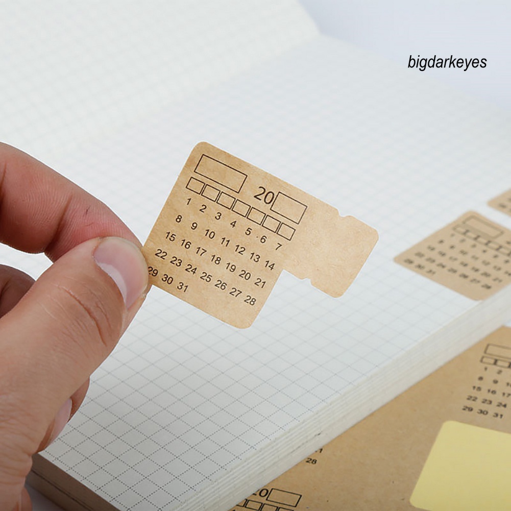 Set 2 Sticker 2020 2021 Bằng Giấy Kraft Dán Lịch Ghi Chú