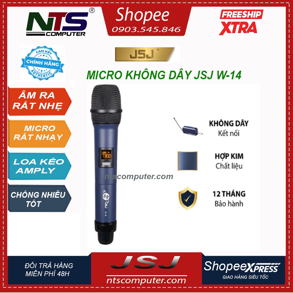 Micro karaoke không dây cao cấp JSJ W-14 tích hợp màn hình led chuyên nghiệp,bề mặt sử dụng công nghệ sơn tĩnh điện