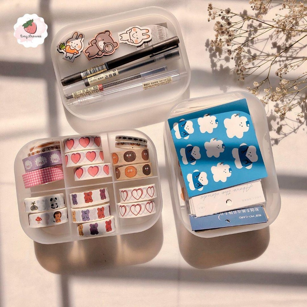 Set khay nhựa lưu trữ washi tape, stickers