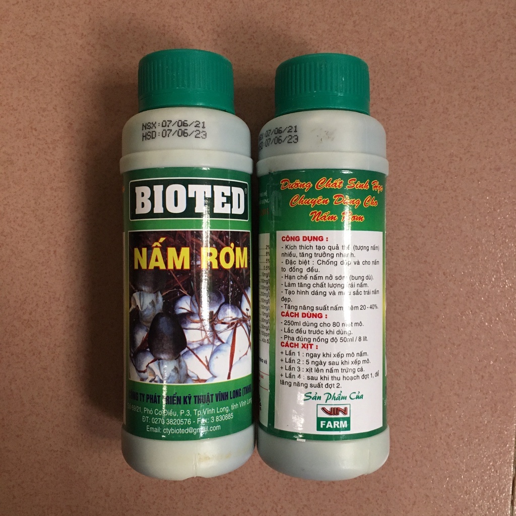 BIOTED dưỡng nấm rơm 250ml 8 Nha - Chống dộp, ra nhiều nấm, nấm to tròn đều