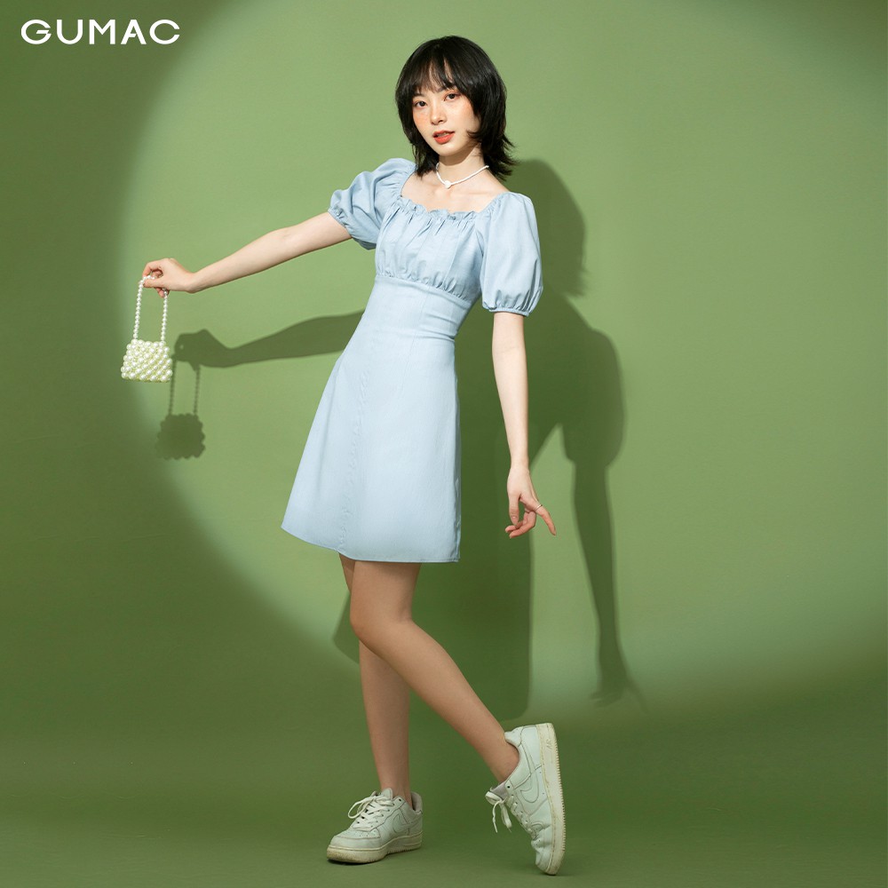 Đầm thun nữ nhún ngực GUMAC cổ vuông dễ thương đủ màu đủ size DB148 | BigBuy360 - bigbuy360.vn