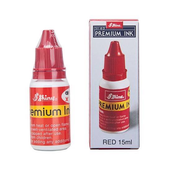 Mực dấu Shiny SI-62 màu đỏ 15ml đóng trên mọi chất liệu