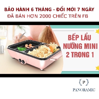 Bếp nướng lẩu 2 in 1 Mini Hàn Quốc, Bếp Điện Đa Năng nướng lẩu - Nồi Đôi Mini Nướng lẩu