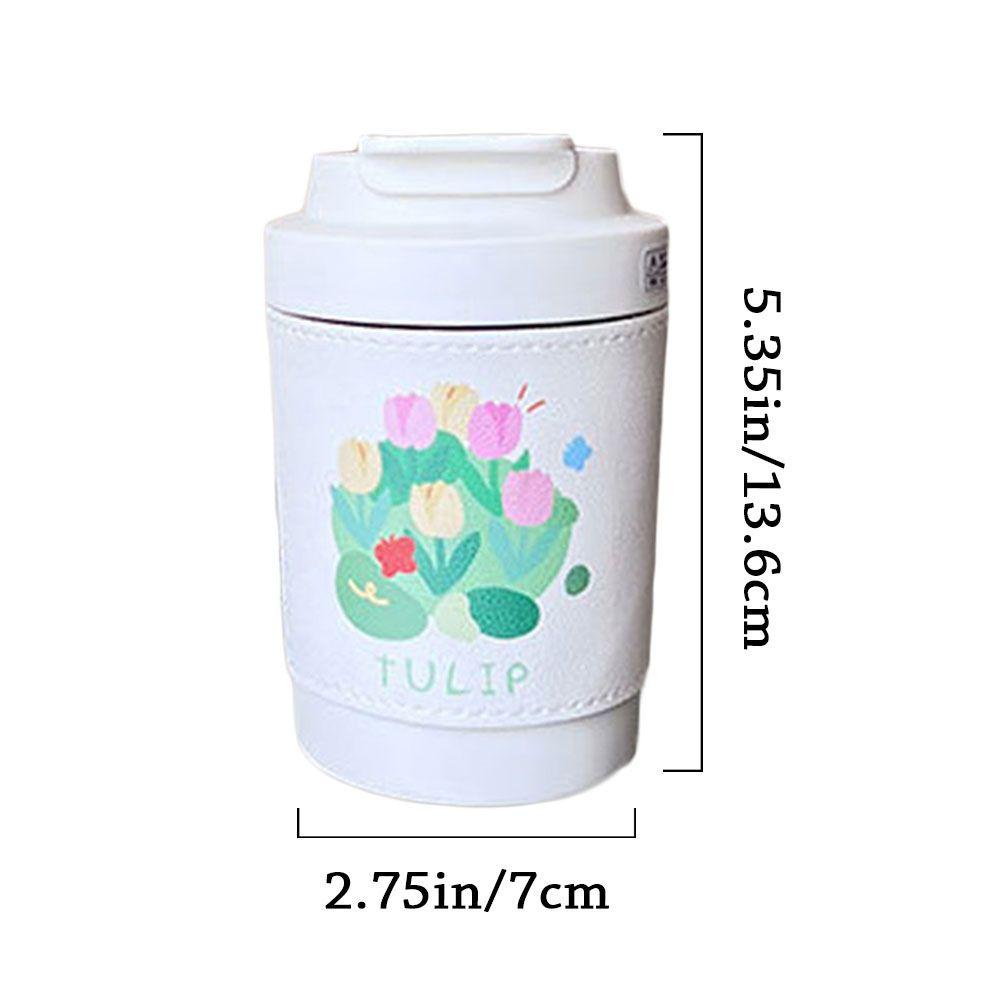 Bình Nước Giữ Nhiệt 450ml Có Ống Hút Hình Hoa Tulip
