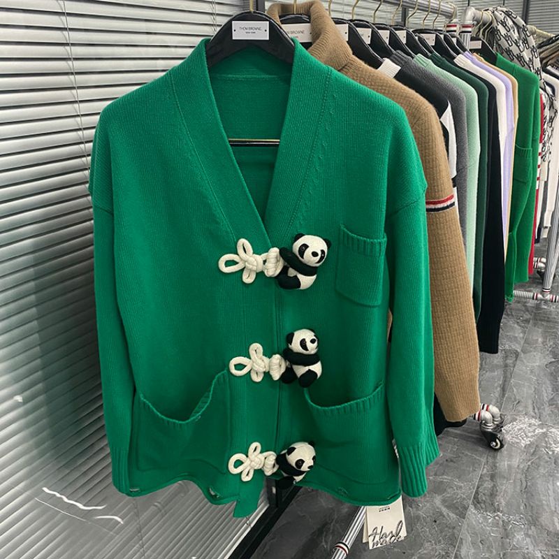 Áo cardigan nút gấu trúc mới nhất