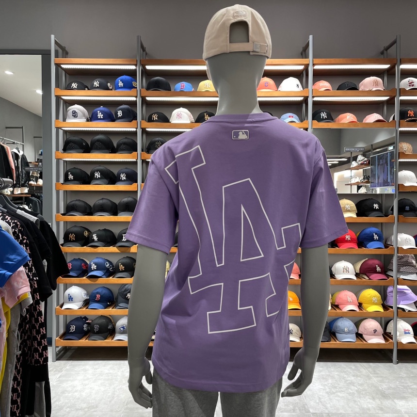 Áo thun MLB tay ngắn cổ tròn dáng rộng in chữ NY thời trang mùa xuân unisex 31TS3