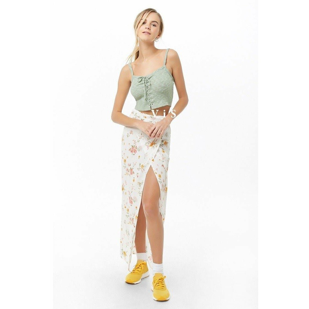 ÁO HAI DÂY CROPTOP XANH RÊU NỮ VNXK