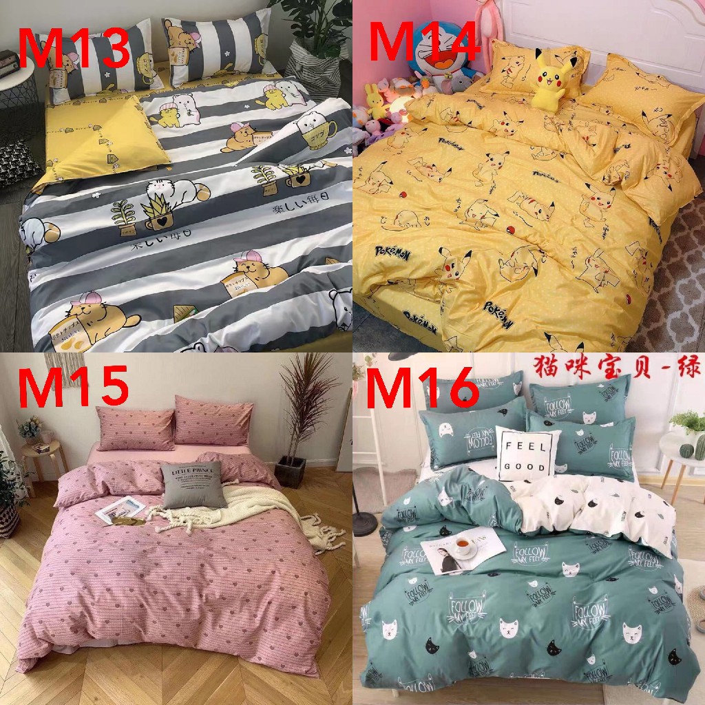 Trọn bộ 4 món vỏ chăn ga gối cotton poly nhập khẩu mềm mịn(chọn mẫu nhắn shop)