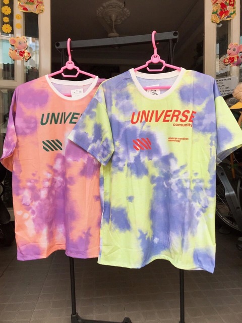 Áo thun tay lỡ unisex loang màu UNIVERSE