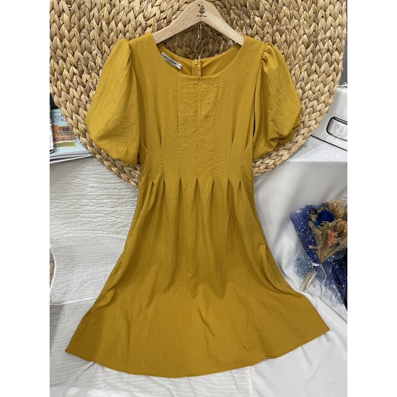 Đầm Xòe Xếp Li Tay Phồng, Đầm Midi Tiểu Thư Tay Bồng Xếp Ly Eo Đơn Giản Sang Trọng | BigBuy360 - bigbuy360.vn