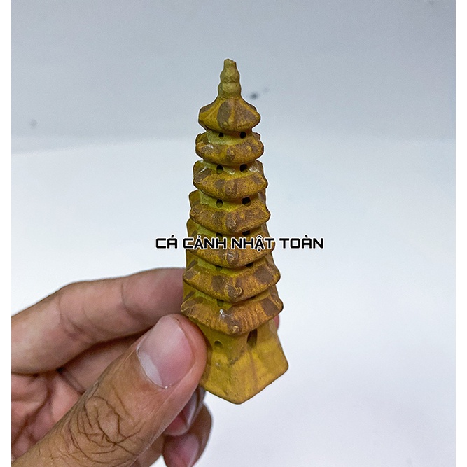 THÁP GỐM SỨ TRANG TRÍ HỒ CÁ, TIỂU CẢNH, NO BỘ CAO 8CM