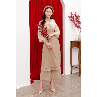 Bộ áo dài phối voan nơ cổ - 20Again
