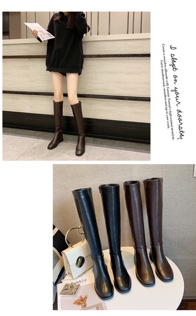 Boots lửng Ulzzang cổ cao da trơn khoá sườn | BigBuy360 - bigbuy360.vn