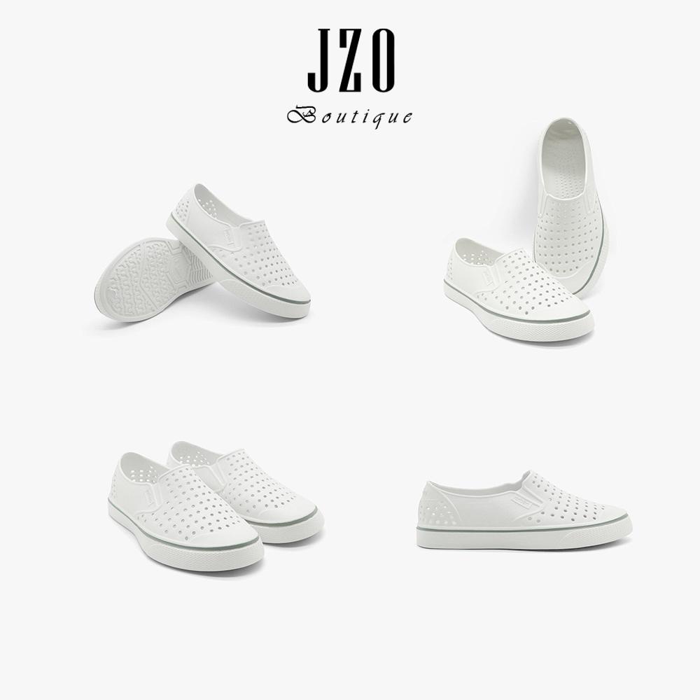 [Chính hãng - Phom nhỏ] Giày nhựa URBAN nam nữ đi mưa đi biển D2201 - Trắng viền ghi