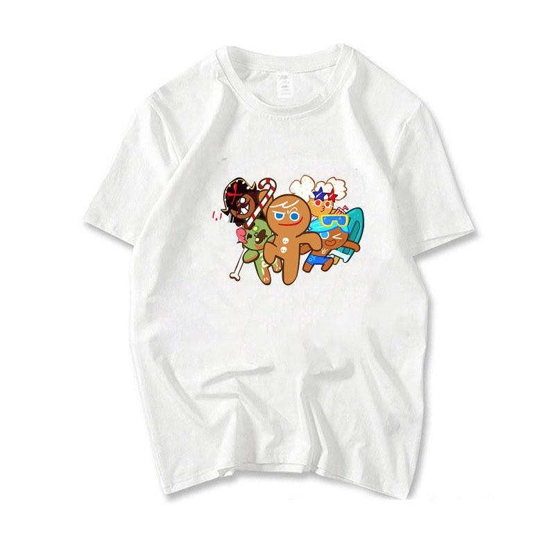 Áo thun phông đen trắng in hình COOKIE RUN game anime chibi thời trang xinh xắn