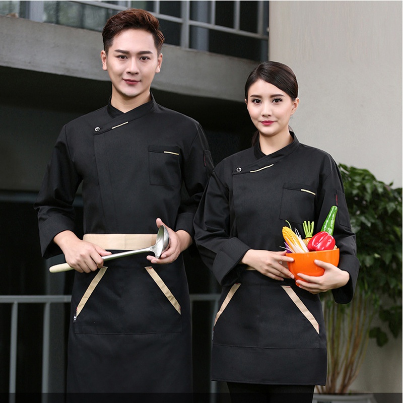 Áo Đồng Phục Đầu Bếp Tay Ngắn Vải cotton Thoáng Khí Thấm Hút Mồ Hôi