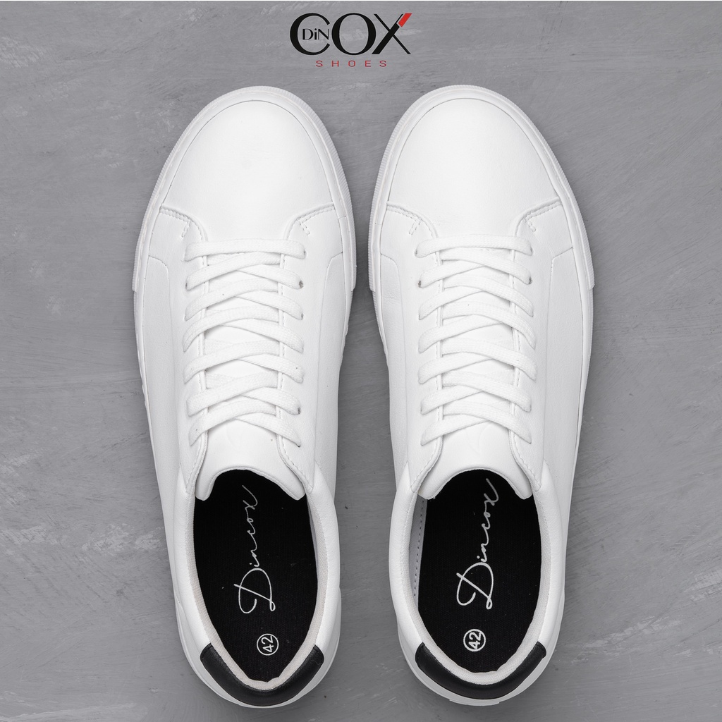 Giày Sneaker Da Unisex DINCOX D20 Năng Động Cá Tính White/Black