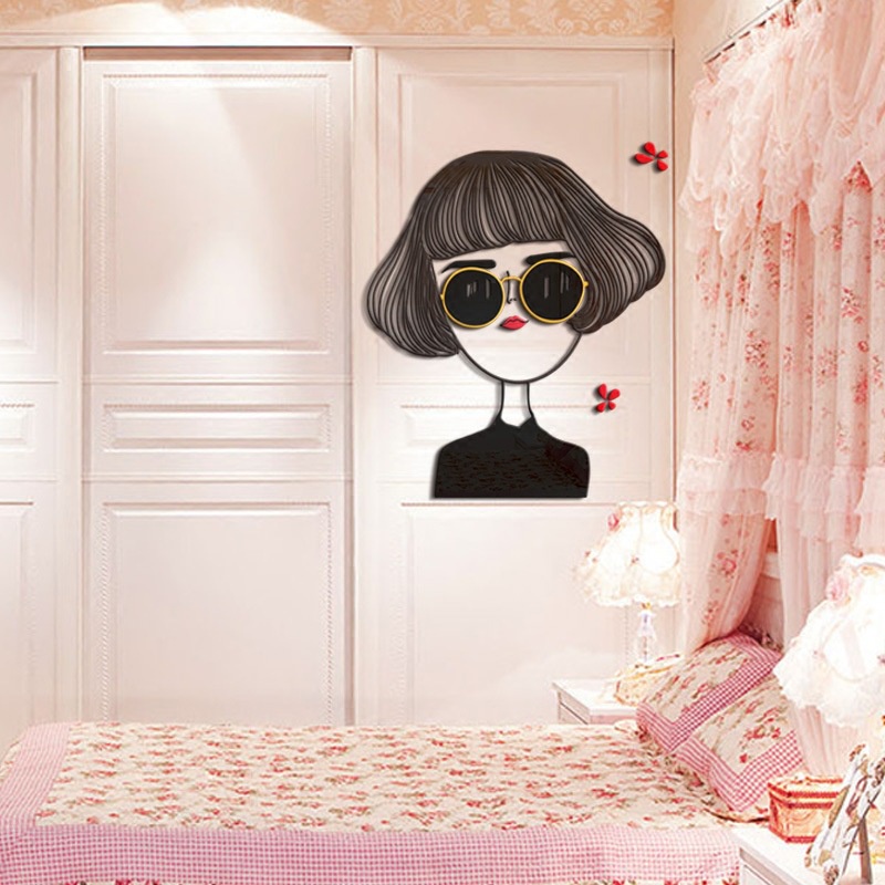 Tranh dán tường mica 3d decor khổ lớn cô gái sành diệu Nhiều Size - EPeBen