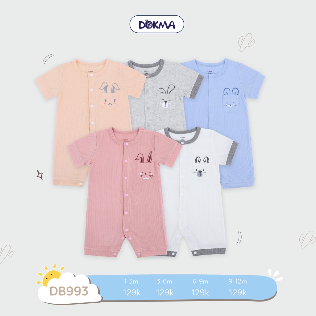 Body cộc tay cài thẳng Dokma - Body sợi tre cho bé sơ sinh đến 9 tháng Kiến Baby Store