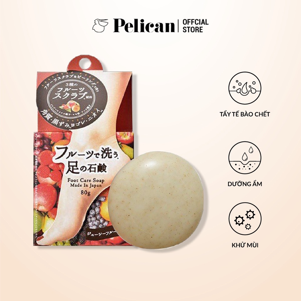 [Mã BMBAU50 giảm 7% đơn 99K] Xà phòng chăm sóc chân chiết xuất hoa trái cây Pelican Foot Care Scrub Soap 80g