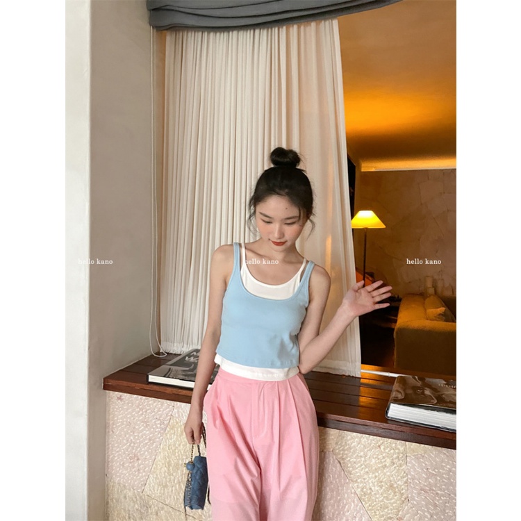 Bump Áo Ghi Lê Eo Cao Ngắn Màu Sắc Mùa Hè Thiết Kế Mới Cho Nữ