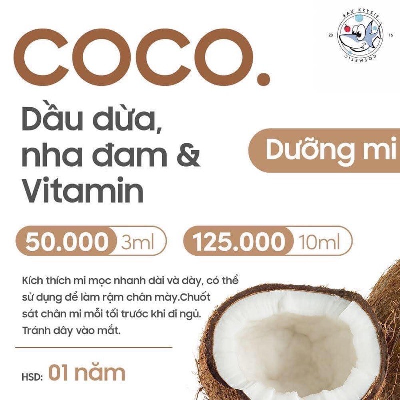 GELMICOCO - Dầu Dừa x Nha Đam dưỡng mi & chân mày BauKrysie🎁card + thiệp