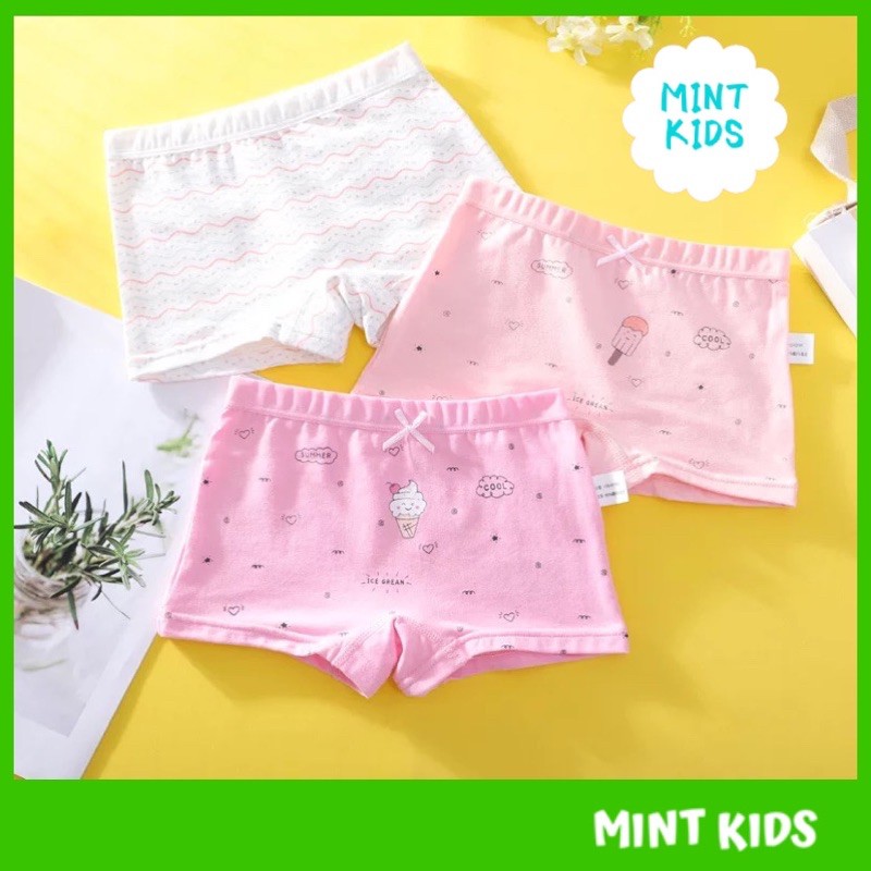 [Nhiều mẫu] Combo 3 quần chip đùi bé gái, quần lót đùi trẻ em cao cấp cotton mềm mại