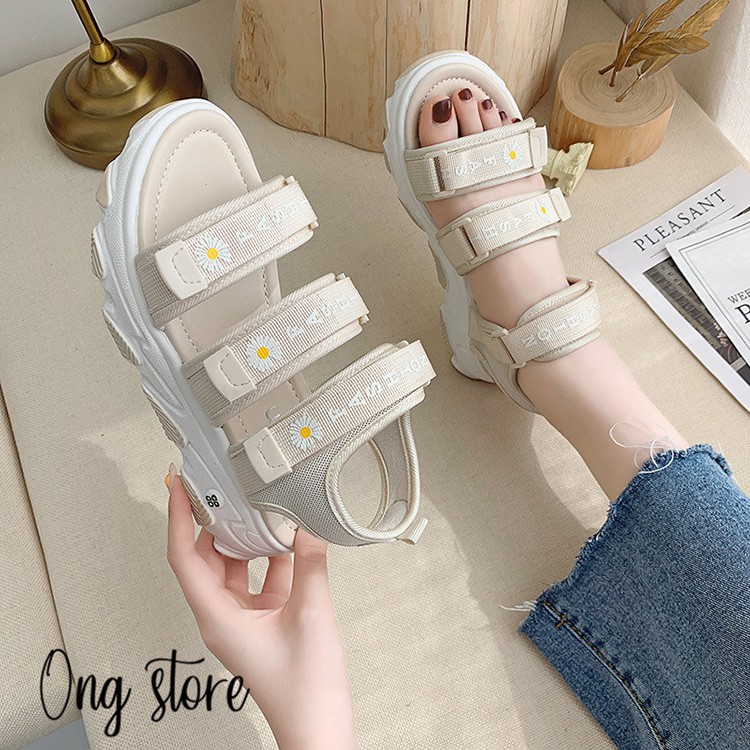 Sandal nữ đi học 5 phân , Dép quay hậu nữ hoa cúc