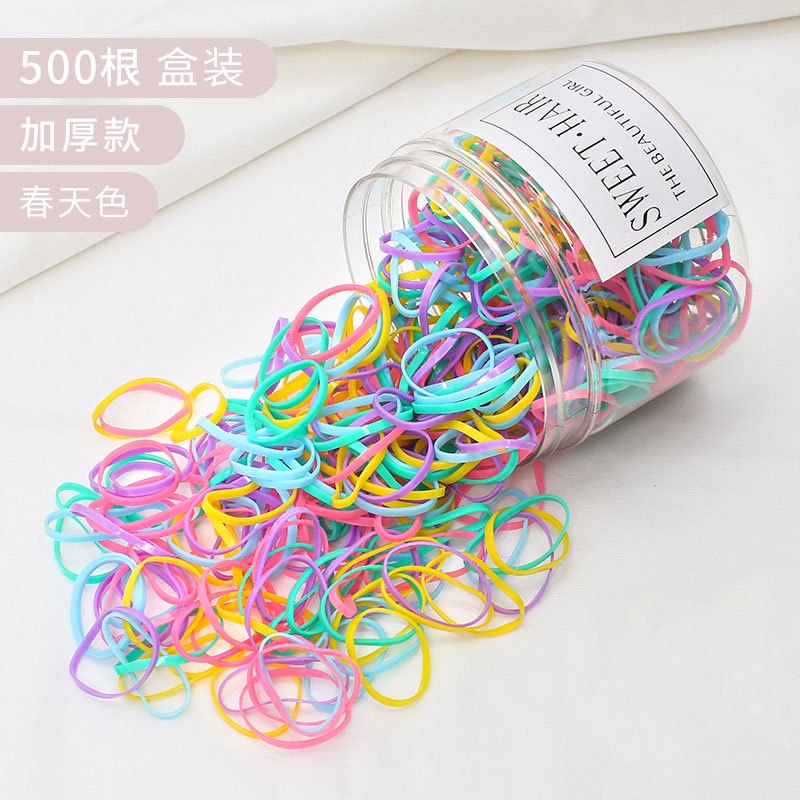 Hộp 1000 Dây Thun Buộc Tóc Nhiều Màu Sắc Kiểu Hàn Quốc Dễ Thương Dành Cho Bé Gái