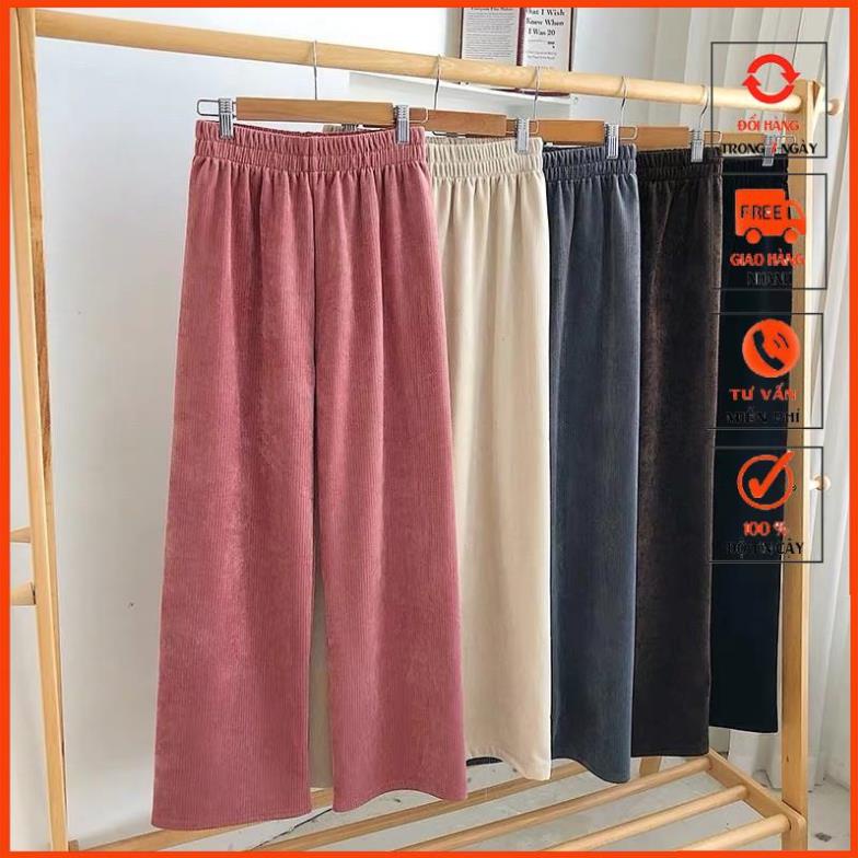 Quần Nhung Ống Rộng Culottes Ulzzang Cạp chun nữ