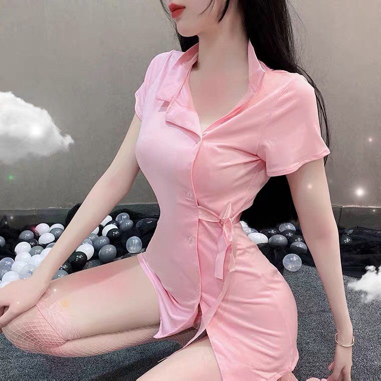 Đồ ngủ sexy cosplaly nữ y tá hồng gợi cảm 408