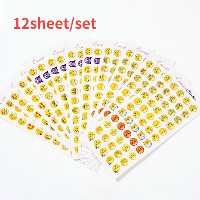 Set 12 Tấm Sticker Dán Trang Trí Họa Tiết Hoạt Hình Đáng Yêu